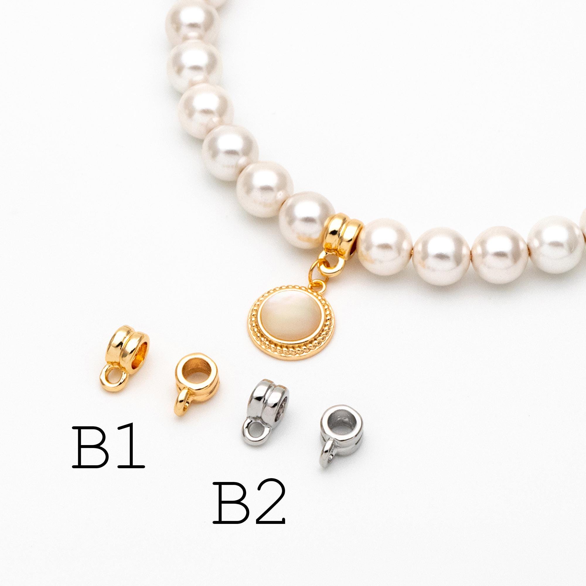 10pcs Gold/ Silver Bail Beads, Bail Charm Holder Spacer with Loop, Tube Bails, Cord Bails, Slider Bails, Spacer Ring (GB-1328)